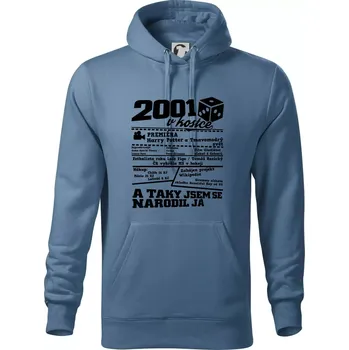 Pánská mikina 2001 v kostce - Mikina pánská Cape s kapucí - 5XL ( Denim )