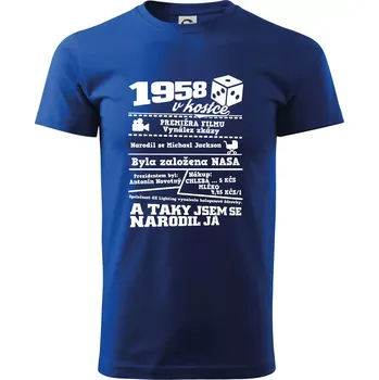 Pánské tričko 1958 v kostce - Triko extra velké (5-8XL) - 7XL ( Královská modrá )