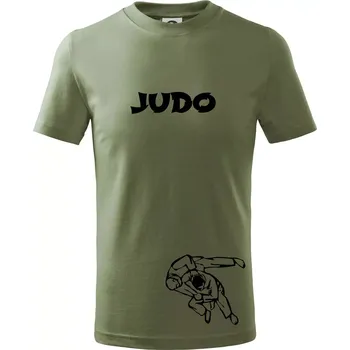 Chlapecké tričko Judo nápis + postavy - Tričko dětské bavlněné - 104-110cm / 3-4 roky ( Khaki )