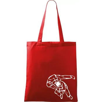 Nákupní taška Judo nápis + postavy - Taška bavlněná - 42 x 38 cm ( Červená )