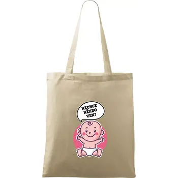 Nákupní taška Nechce někdo ven - Triko pro porodní asistentku - Taška bavlněná - 42 x 38 cm ( Naturální )