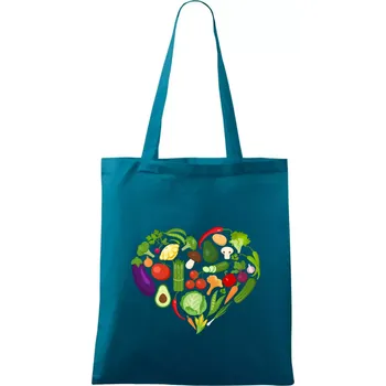 Zelenina Srdce - Taška bavlněná - 42 x 38 cm ( Petrolejová )