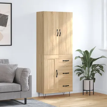 přebalovací pult a komoda Skříň highboard dub sonoma 69,5 x 34 x 180 cm kompozitní dřevo Hnědá3198108