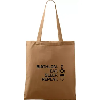 Nákupní taška Biathlon Eat Sleep Repeat - Taška bavlněná - 42 x 38 cm ( Cappuccino )