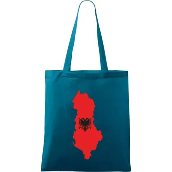 Albánie mapa a znak - Taška bavlněná - 42 x 38 cm ( Petrolejová )