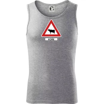 Dopravní značka - Pozor koně / kráva - Tílko pánské Core - M ( Tmavě šedý melír )