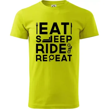 Pánské tričko Eat sleep ride moto - Klasické pánské triko vyšší gramáže - XL ( Limetková )