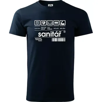 Čárový kód sanitář - Triko extra velké (5-8XL) - 8XL ( Námořní modrá (velmi tmavá - téměř černá) )