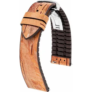 Řemínek na hodinky Koženkový řemínek Hirsch Birch 0921045110-2, hnědý, Quick Release