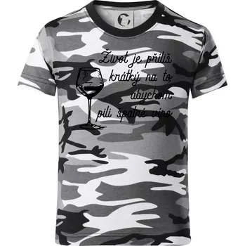 Chlapecké oblečení Život je příliš krátký - sklenička - Dětské maskáčové triko - 122 cm/6 let ( Šedý maskáč )