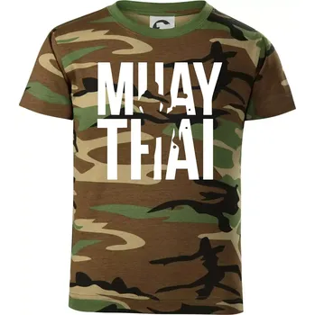 Chlapecké tričko Nápis Muay Thai - Dětské maskáčové triko - 134 cm/8 let ( Hnědý maskáč )