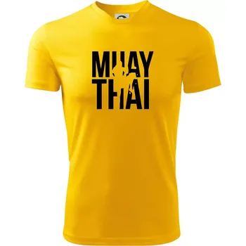 Pánské tričko Nápis Muay Thai - Pánské triko Fantasy sportovní (dresovina) - 2XL ( Žlutá )