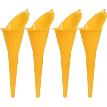 Plnicí trychtýř proti přelití pro auta | plastový trychtýř, auto nářadí - 4 ks žluté