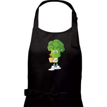 Kuchyňská zástěra Brokolice zahrádkář - Dámská zástěra na vaření - Univerzální velikost ( Černá )