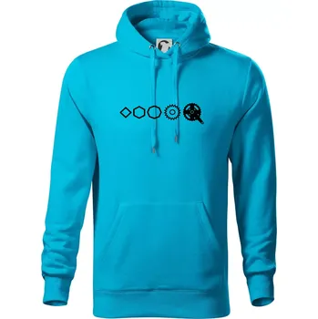 Pánská mikina Evoluce pedály - Mikina pánská Cape s kapucí - 5XL ( Světlý tyrkys )