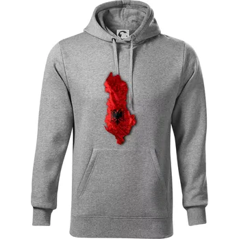 Pánská mikina Mapa Albánie reliéf hor - Mikina pánská Cape s kapucí - 5XL ( Tmavě šedý melír )