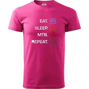 Pánská móda Eat sleep MTB repeat - Klasické pánské triko vyšší gramáže - XL ( Purpurová )
