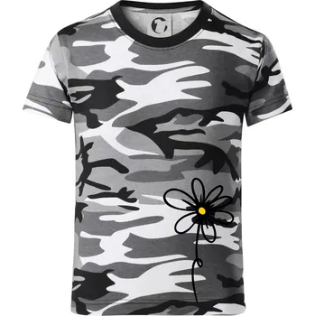 Chlapecké tričko Kopretina - dole na výšku - Dětské maskáčové triko - 122 cm/6 let ( Šedý maskáč )