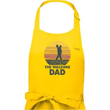 Kuchyňská zástěra The walking dad - tata s dítětem na zádech - Pánská zástěra na vaření - Univerzální velikost ( Žlutá )