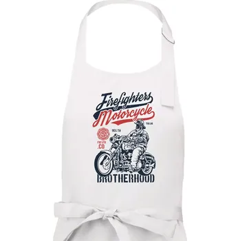 Kuchyňská zástěra Firefighters Motorcycle - Pánská zástěra na vaření - Univerzální velikost ( Bílá )