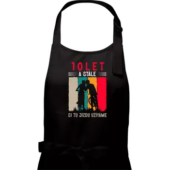 Kuchyňská zástěra Výročí cyklista 10 - Pánská zástěra na vaření - Univerzální velikost ( Černá )