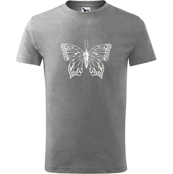 Chlapecké tričko Šedé dětské tričko s motýlem - barva šedá - velikost 8let