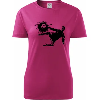 Purpurové dámské tričko s fotbalistou 1 - dárek pro fotbalistku - fotbalový dárek - barva purpurová - velikost XS