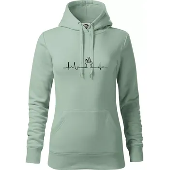 Dámská mikina EKG zamilovaný pár - Mikina dámská Cape s kapucí - XS ( Sage )