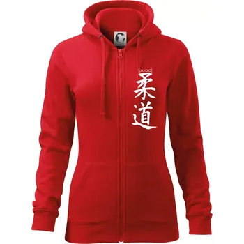 Dámská mikina Judo nápis japan - Dámská mikina trendy zipper s kapucí - M ( Červená )