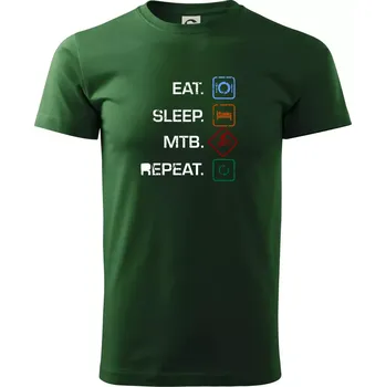 Pánské tričko Eat sleep MTB repeat - Triko extra velké (5-8XL) - 6XL ( Lahvově zelená )