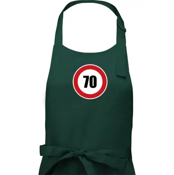 Kuchyňská zástěra Dopravní značka - omezení rychlosti 70 - Dámská zástěra na vaření - Univerzální velikost ( Lahvově zelená )