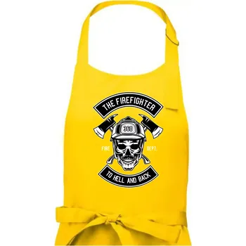 Kuchyňská zástěra Lebka hasič do pekla a zpátky - Pánská zástěra na vaření - Univerzální velikost ( Žlutá )