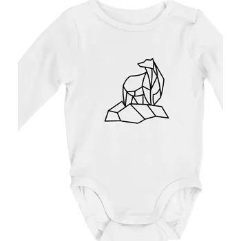 Kojenecký body Geometrie lední medvěd na ledu - Body kojenecké s dlouhým rukávem - Dlouhý r. do 3 měs ( Bílá )