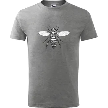 Chlapecké tričko Šedé dětské tričko se včelou - barva šedá - velikost 10let