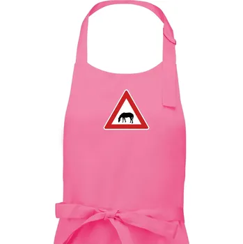Kuchyňská zástěra Dopravní značka - Pozor pasoucí se kůň - Pánská zástěra na vaření - Univerzální velikost ( Růžová )