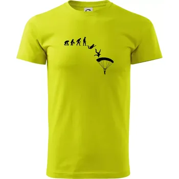 Pánské tričko Evoluce parašutista seskok - Klasické pánské triko vyšší gramáže - XL ( Limetková )