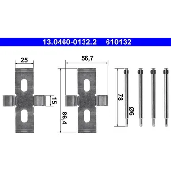 Brzdový systém Sada příslušenství, obložení kotoučové brzdy ATE 13.0460-0132.2