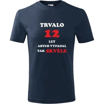 Chlapecké tričko Tmavě modré dětské tričko trvalo 12 let - narozeniny 12 let - barva tmavě modrá - velikost 10let