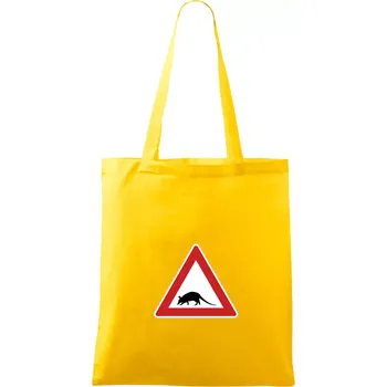 Dopravní značka - krysa - Taška bavlněná - 42 x 38 cm ( Žlutá )