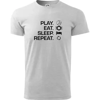 Play Eat Sleep Repeat tenis - Klasické pánské triko vyšší gramáže - M ( Světlešedý Melír )