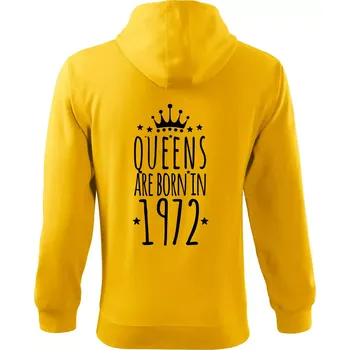 Pánská mikina Queens are born in 1972 - Mikina s kapucí na zip trendy zipper - S ( Žlutá )