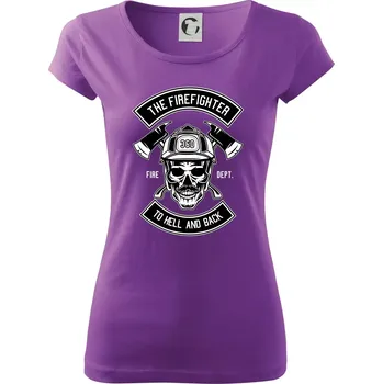 Dámské tričko Lebka hasič do pekla a zpátky - Dámské triko Pure - 3XL ( Fialová )