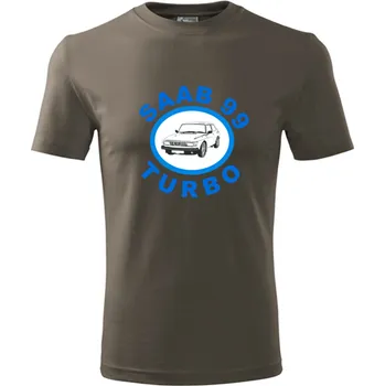 Army tričko Saab 99 Turbo - barva hnědá - velikost XXXL