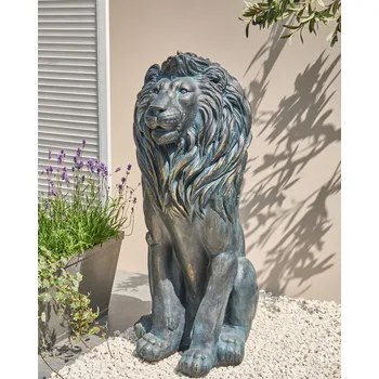 Bytová dekorace Dekorativní figurka hnědá MgO 94 cm soška lev jarní doplňky moderní styl zahrada obývací pokoj Beliani