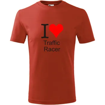 Červené dětské tričko I love Traffic Racer - barva červená - velikost 10let