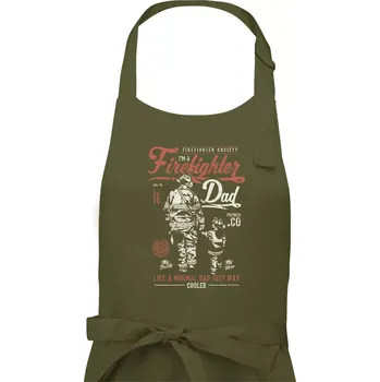 Kuchyňská zástěra Firefighter Dad - Pánská zástěra na vaření - Univerzální velikost ( Khaki )