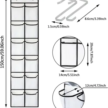Praktický závěsný botník s 24 kapsami | závěsný organizér, věšák na boty - 12 Mřížka Bílá