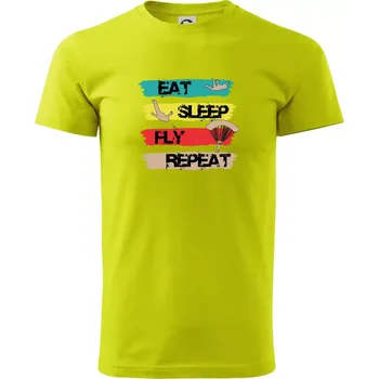 Pánské tričko Eat Sleep Fly Repeat Paragliding - Klasické pánské triko vyšší gramáže - XS ( Limetková )