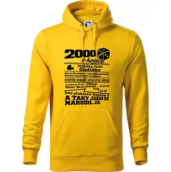 Pánská mikina 2000 v kostce - Mikina pánská Cape s kapucí - 2XL ( Žlutá )
