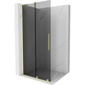 Mexen Velar L posuvná sprchová stěna Walk-in 90 x 200 cm, grafit 8 mm, zlato kartáčované - 871-090-003-43-55 Sprchové stěny